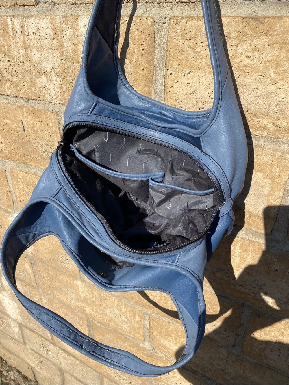 Simply Vera Vera Wang Sidekick Hobo Bag Slate Blue Slouchy Shoulder Purse - Picture 8 of 17